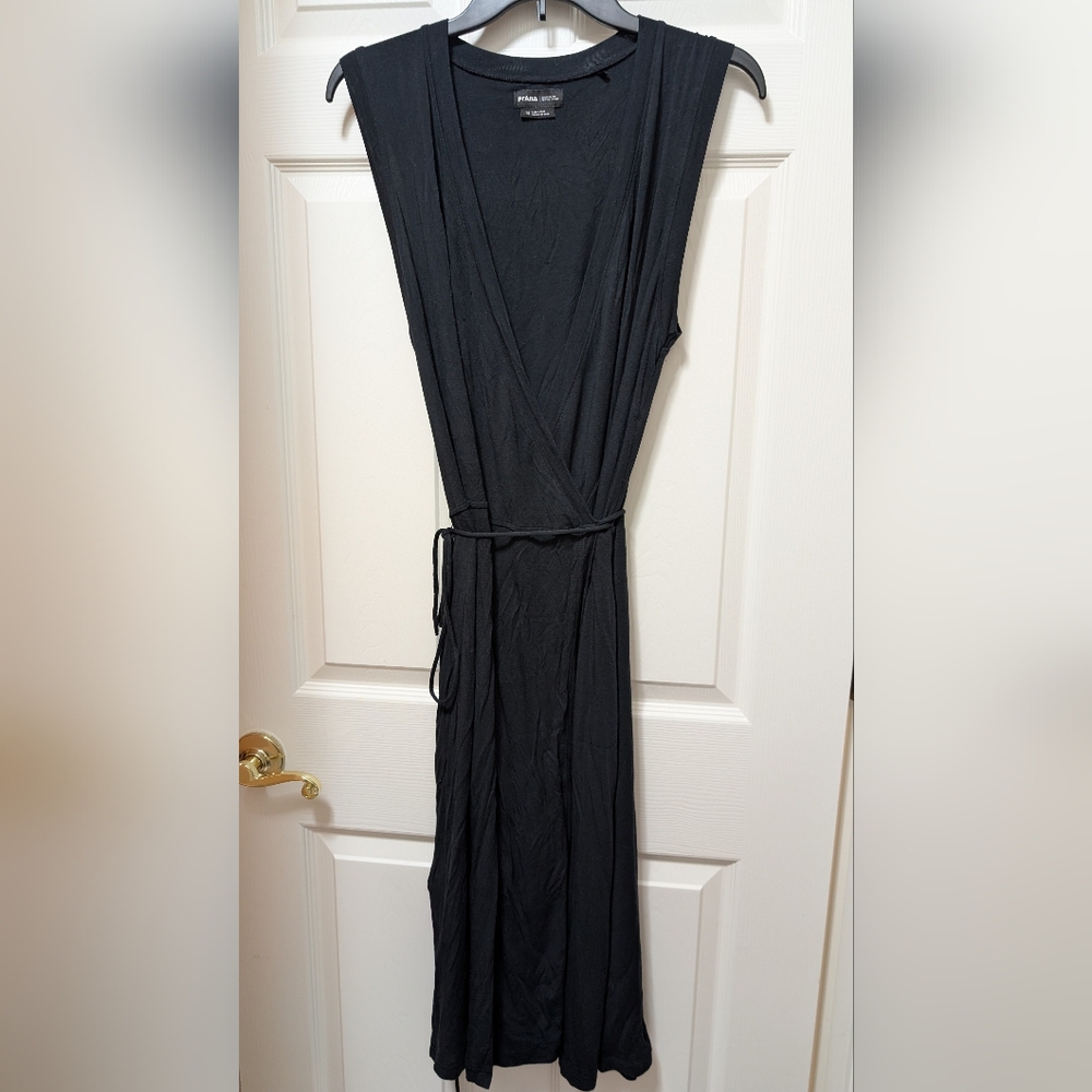 PRANA Foundation Wrap Dress black size medium m